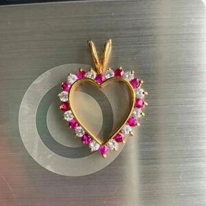 Ruby/CZ 925 heart pendant